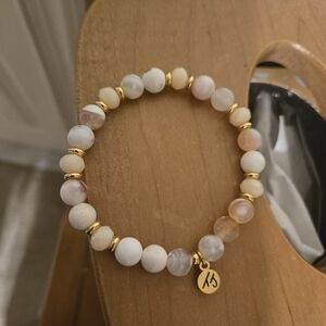 Tjazelle Limited Edition Elegant Gold and Cream Beaded Bracelet